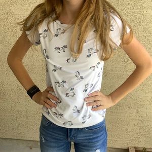 White Unicorn Tee JR Sn or Youth L